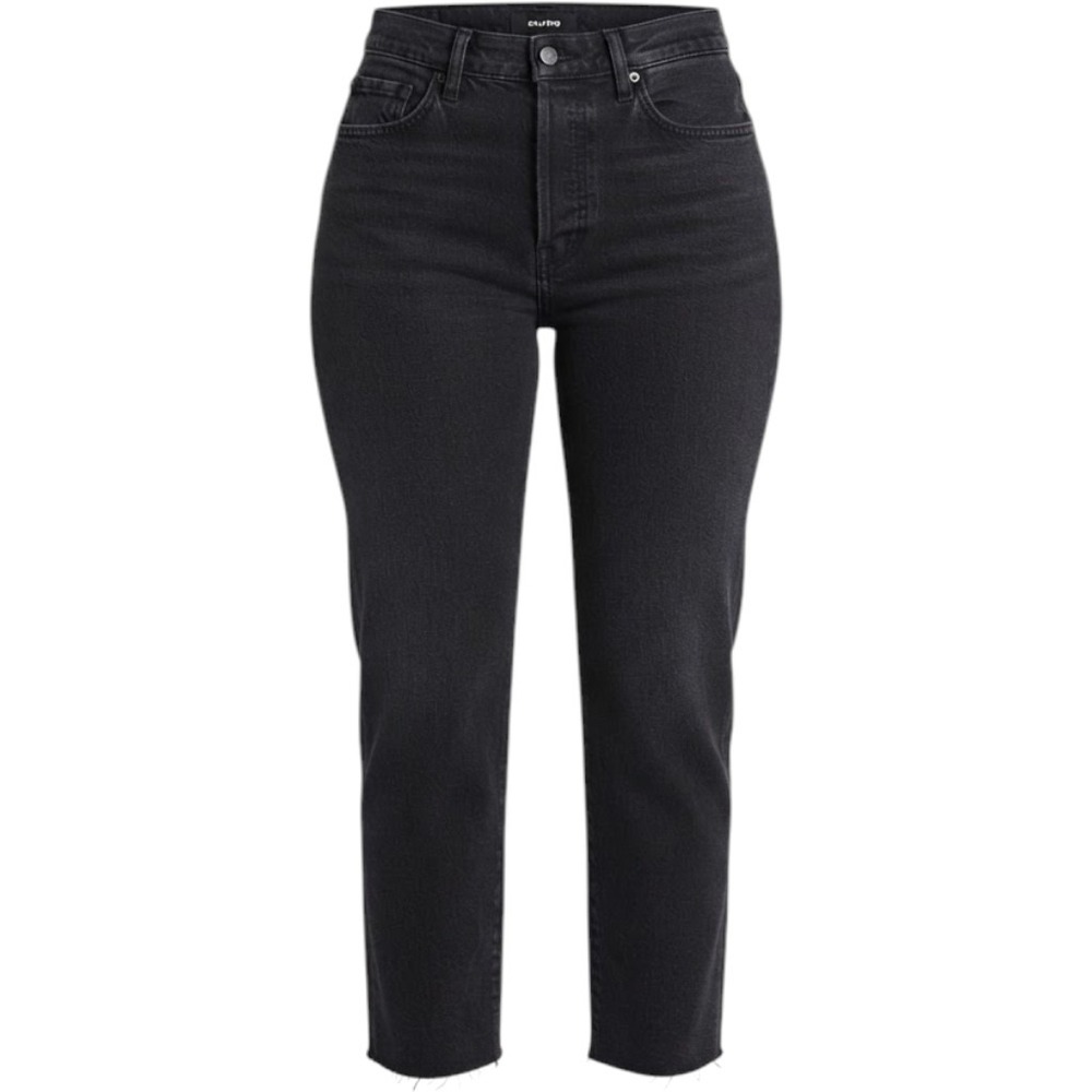 GRLFRND Helena High-Rise Straight Leg Jeans Frayed Hem Black All I Need Size 29